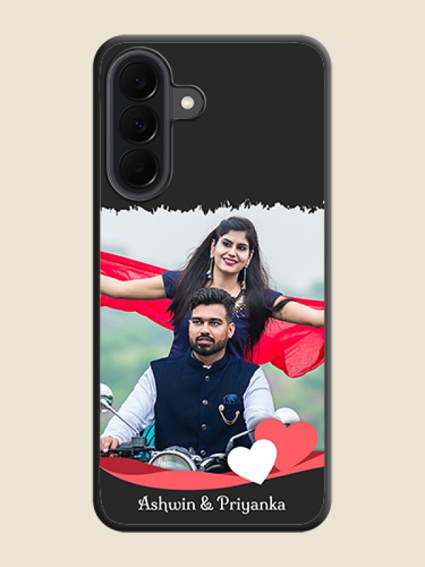Custom Pin Color Love Shaped Ribbon Design with Text On Space Black Custom Soft Matte Mobile Back Cover - Samsung Galaxy A37 5G