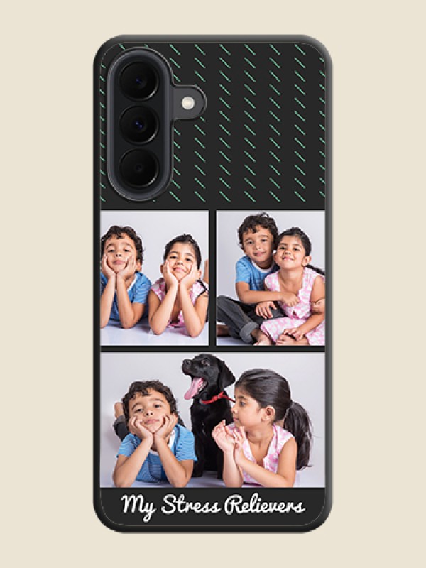 Custom Cross Dotted Pattern with 2 Image Holder On Space Black Custom Soft Matte Mobile Back Cover - Samsung Galaxy A37 5G
