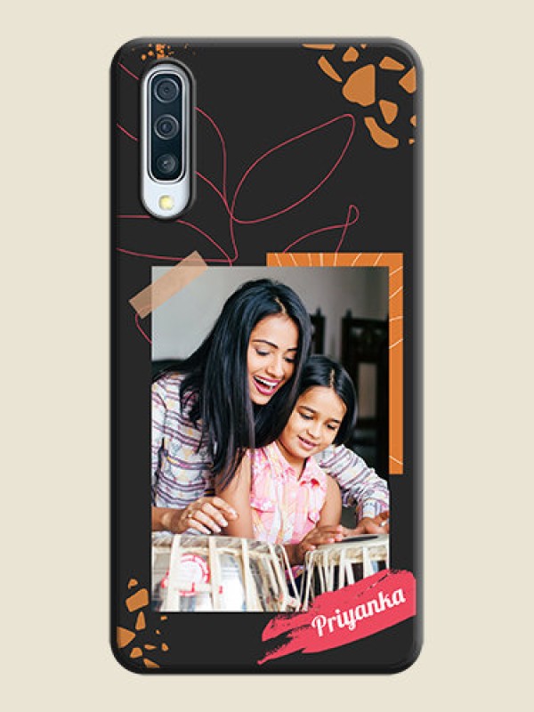 Custom Orange Photo Frame on Space Black Custom Soft Matte Phone Back Cover - Galaxy A50