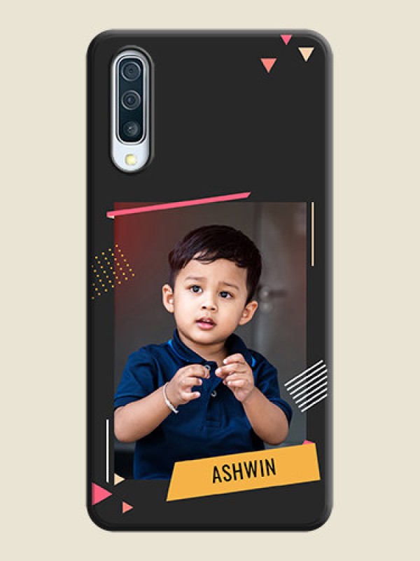 Custom Photo Frame with Triangle Small Dots - Photo on Space Black Soft Matte Back Cover - Galaxy A50S