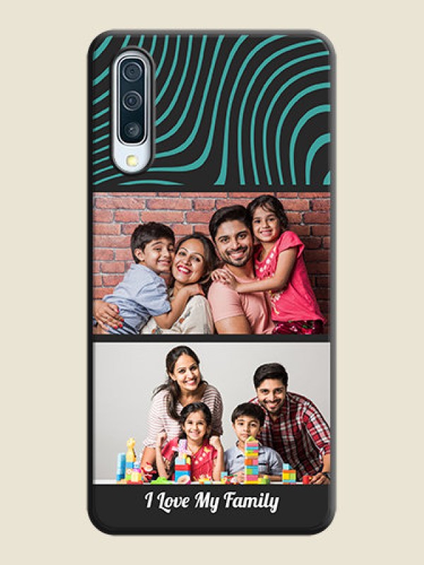 Custom Wave Pattern with 2 Image Holder on Space Black Personalized Soft Matte Phone Covers - Galaxy A50S