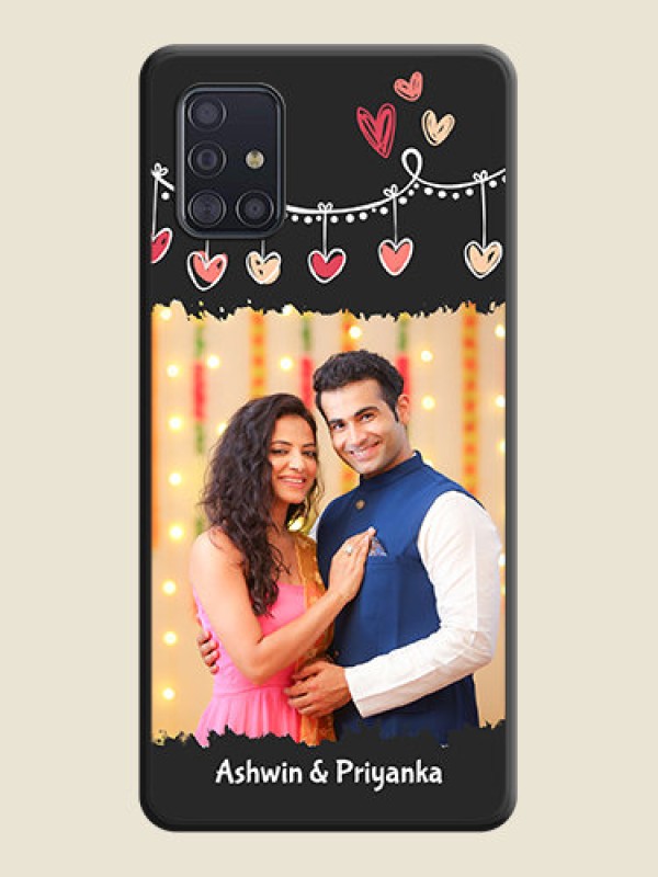 Custom Pink Love Hangings with Name on Space Black Custom Soft Matte Phone Cases - Galaxy A51
