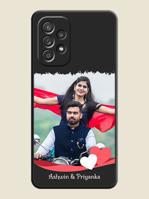 Custom Pin Color Love Shaped Ribbon Design with Text on Space Black Custom Soft Matte Phone Back Cover - Galaxy A52s 5G