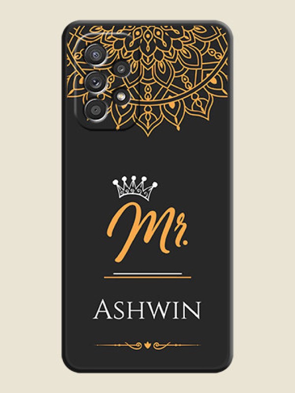 Custom Mr Name with Floral Design  on Personalised Space Black Soft Matte Cases - Galaxy A52s 5G