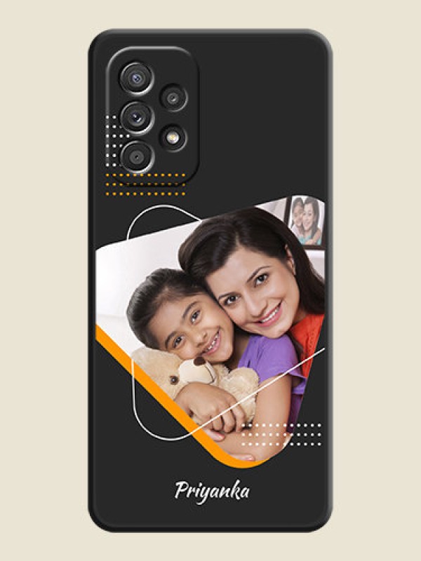 Custom Yellow Triangle on Photo on Space Black Soft Matte Phone Cover - Galaxy A52s 5G