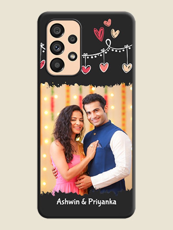 Custom Pink Love Hangings with Name on Space Black Custom Soft Matte Phone Cases - Galaxy A53 5G