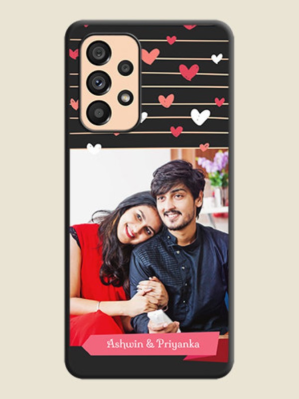 Custom Love Pattern with Name on Pink Ribbon  on Photo on Space Black Soft Matte Back Cover - Galaxy A53 5G