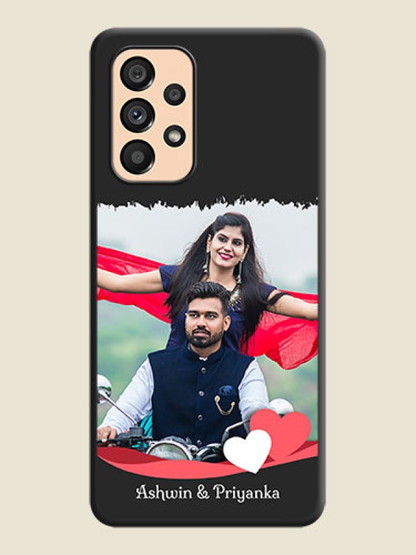 Custom Pin Color Love Shaped Ribbon Design with Text on Space Black Custom Soft Matte Phone Back Cover - Galaxy A53 5G