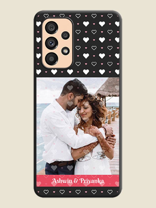 Custom White Color Love Symbols with Text Design on Photo on Space Black Soft Matte Phone Cover - Galaxy A53 5G