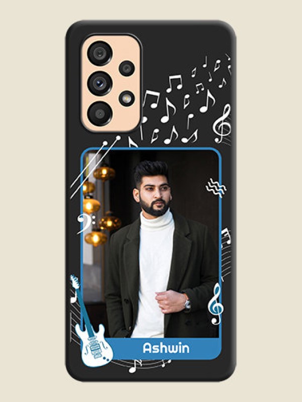 Custom Musical Theme Design with Text on Photo on Space Black Soft Matte Mobile Case - Galaxy A53 5G