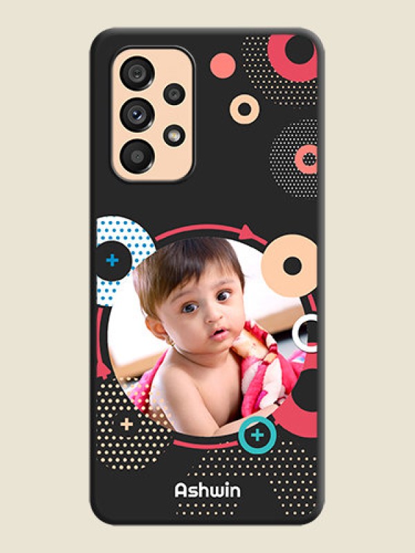 Custom Multicoloured Round Image on Personalised Space Black Soft Matte Cases - Galaxy A53 5G