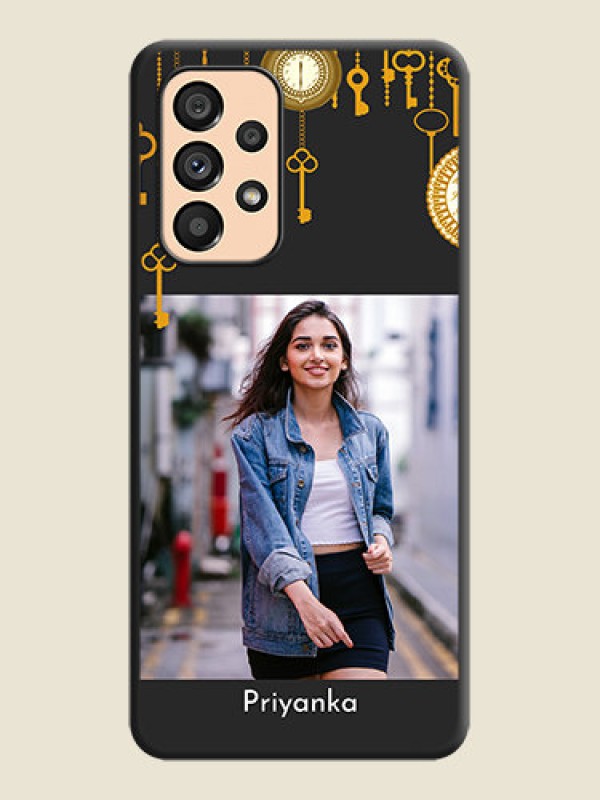 Custom Decorative Design with Text on Space Black Custom Soft Matte Back Cover - Galaxy A53 5G