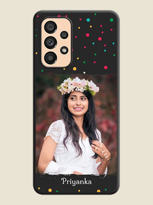 Custom Multicolor Dotted Pattern with Text on Space Black Custom Soft Matte Phone Back Cover - Galaxy A53 5G