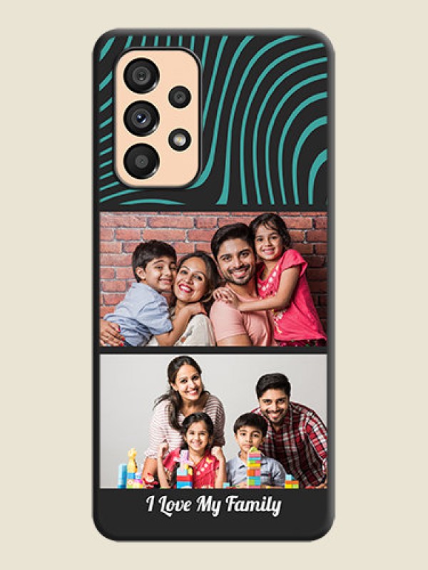 Custom Wave Pattern with 2 Image Holder on Space Black Personalized Soft Matte Phone Covers - Galaxy A53 5G