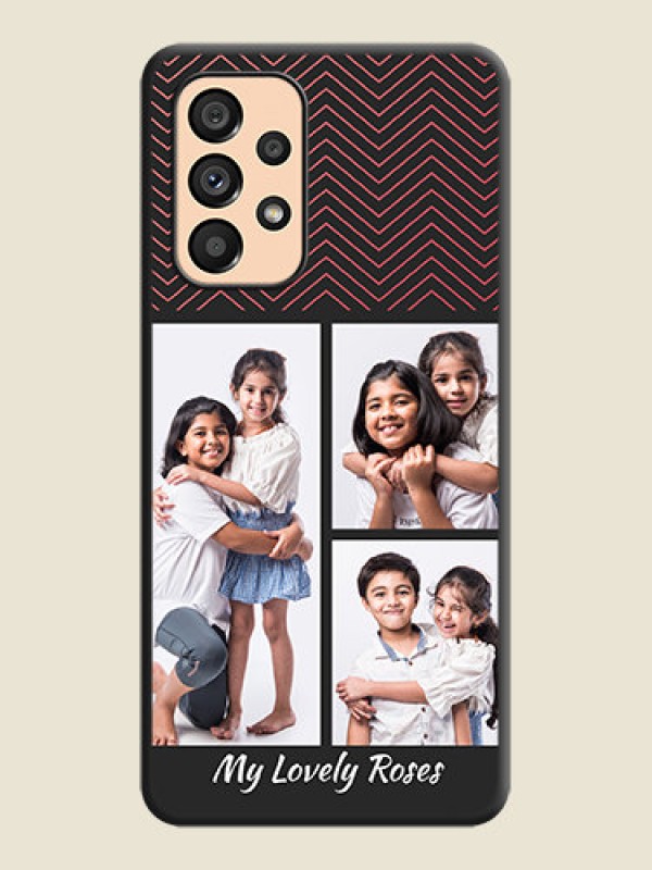Custom Wave Pattern with 3 Image Holder on Space Black Custom Soft Matte Back Cover - Galaxy A53 5G