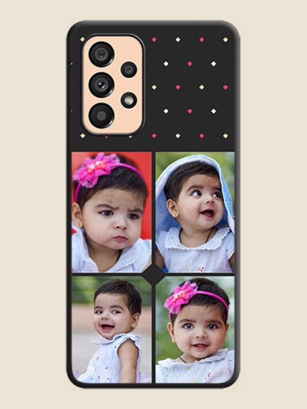 Custom Multicolor Dotted Pattern with 4 Image Holder on Space Black Custom Soft Matte Phone Cases - Galaxy A53 5G