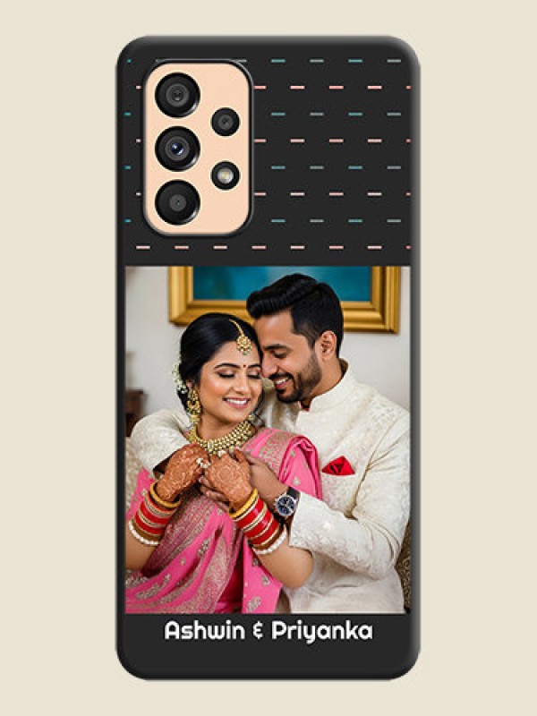 Custom Line Pattern Design with Text on Space Black Custom Soft Matte Phone Back Cover - Galaxy A53 5G