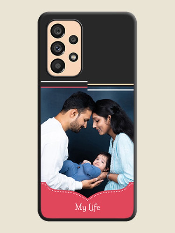Custom Classic Plain Design with Name on Photo on Space Black Soft Matte Phone Cover - Galaxy A53 5G