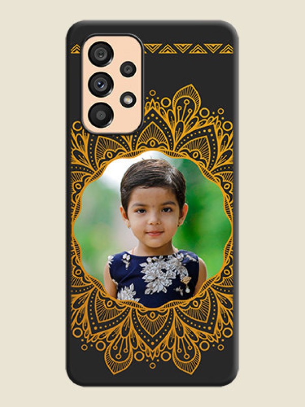 Custom Round Image with Floral Design on Photo on Space Black Soft Matte Mobile Cover - Galaxy A53 5G