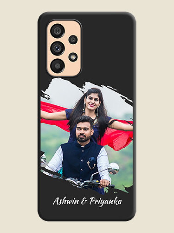 Custom Grunge Brush Strokes on Photo on Space Black Soft Matte Back Cover - Galaxy A53 5G