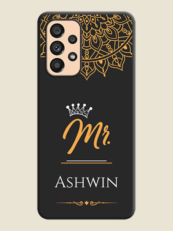 Custom Mr Name with Floral Design  on Personalised Space Black Soft Matte Cases - Galaxy A53 5G