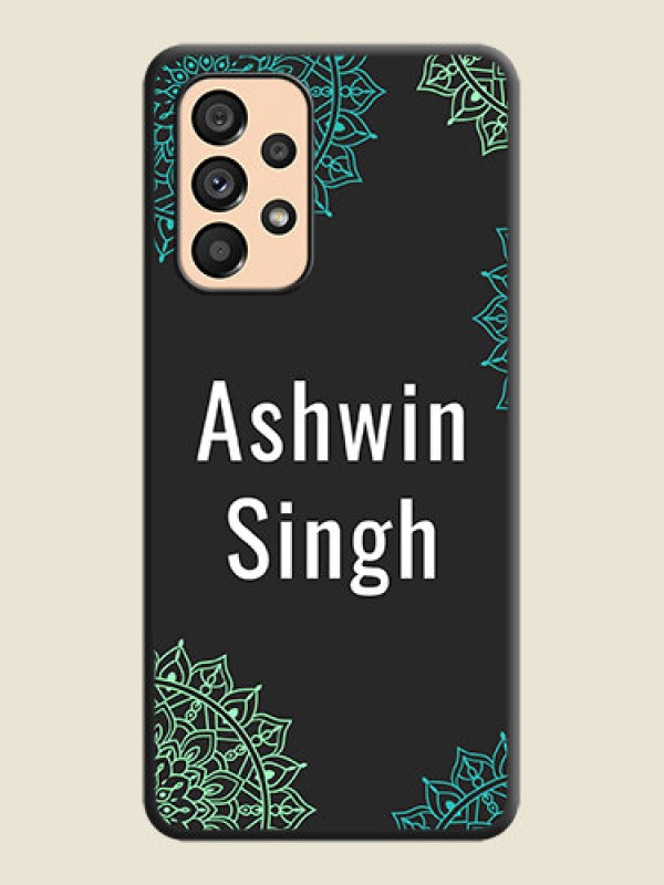 Custom Your Name with Floral Design on Space Black Custom Soft Matte Back Cover - Galaxy A53 5G