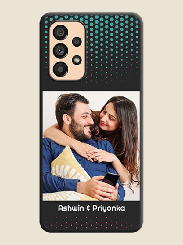 Custom Faded Dots with Grunge Photo Frame and Text on Space Black Custom Soft Matte Phone Cases - Galaxy A53 5G