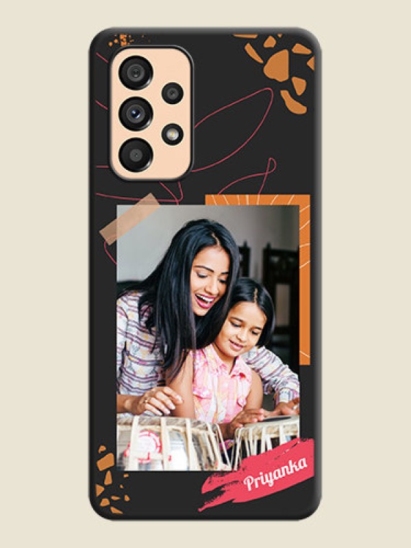 Custom Orange Photo Frame on Space Black Custom Soft Matte Phone Back Cover - Galaxy A53 5G