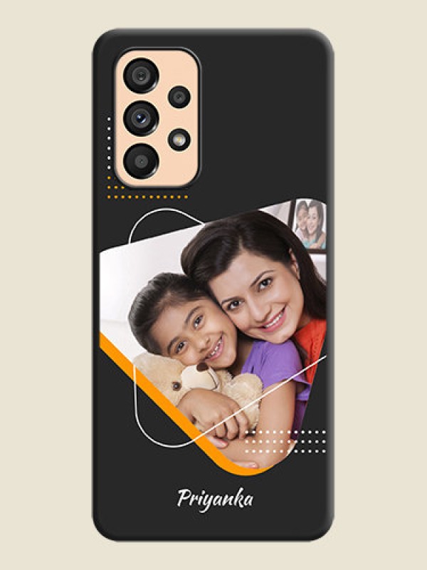 Custom Yellow Triangle on Photo on Space Black Soft Matte Phone Cover - Galaxy A53 5G