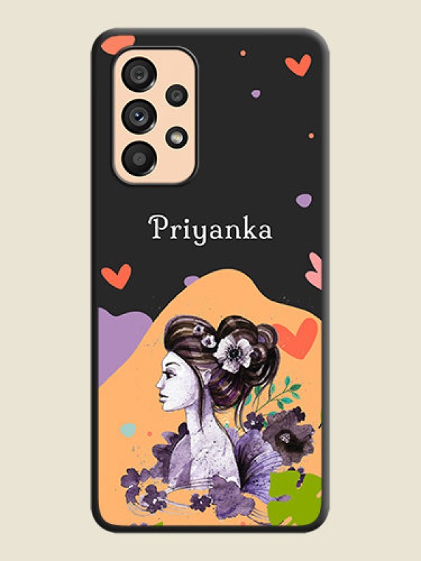 Custom Namecase For Her With Fancy Lady Image On Space Black Personalized Soft Matte Phone Covers -Samsung Galaxy A53 5G