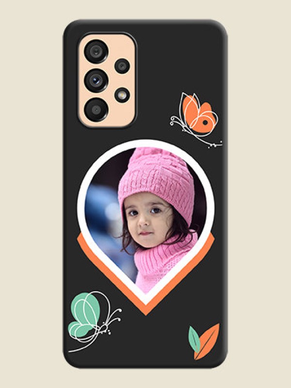 Custom Upload Pic With Simple Butterly Design On Space Black Personalized Soft Matte Phone Covers -Samsung Galaxy A53 5G