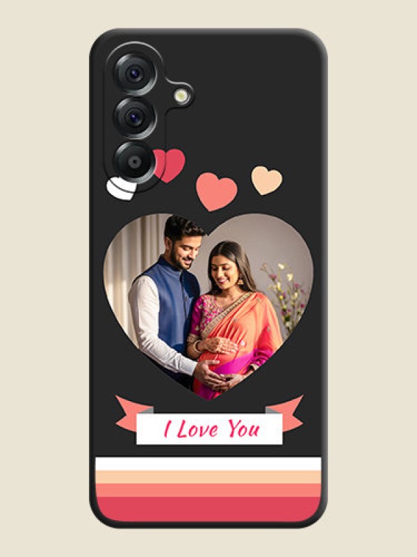 Custom Love Shaped Photo with Colorful Stripes On Space Black Custom Soft Matte Mobile Back Cover - Samsung Galaxy A56 5G