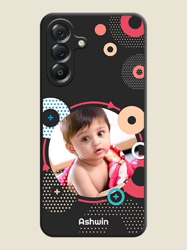 Custom Multicoloured Round Image On Space Black Custom Soft Matte Mobile Back Cover - Samsung Galaxy A56 5G