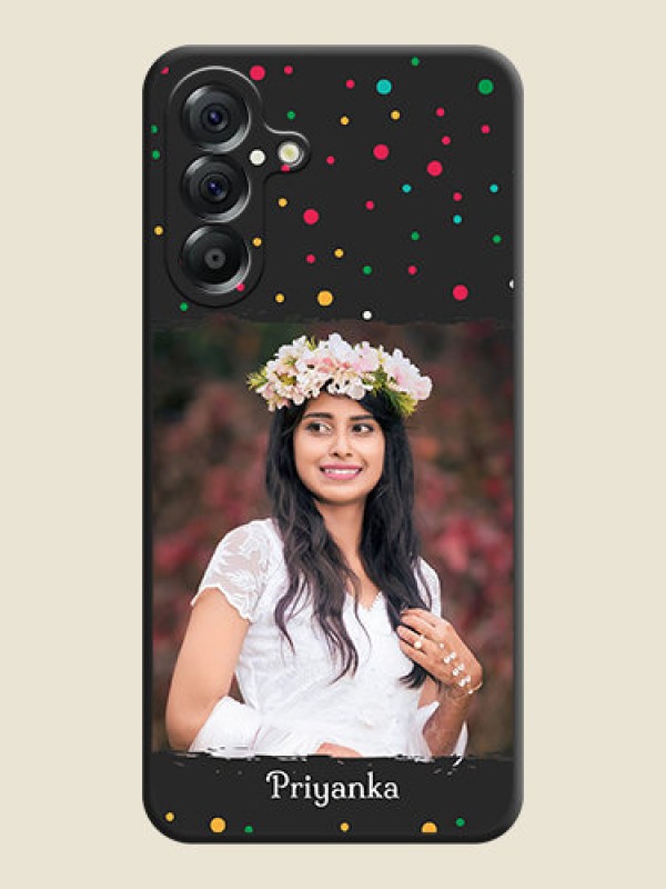 Custom Multicolor Dotted Pattern with Text On Space Black Custom Soft Matte Mobile Back Cover - Samsung Galaxy A56 5G