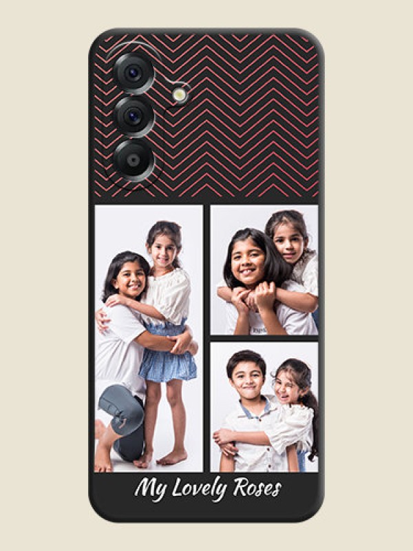 Custom Wave Pattern with 3 Image Holder On Space Black Custom Soft Matte Mobile Back Cover - Samsung Galaxy A56 5G