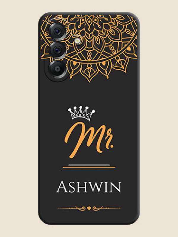 Custom Mr Name with Floral Design On Space Black Custom Soft Matte Mobile Back Cover - Samsung Galaxy A56 5G