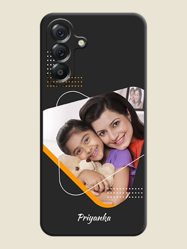 Custom Yellow Triangle on Photo On Space Black Custom Soft Matte Mobile Back Cover - Samsung Galaxy A56 5G