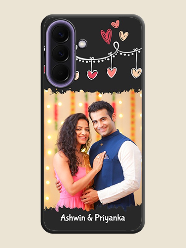 Custom Pink Love Hangings with Name On Space Black Custom Soft Matte Mobile Back Cover - Samsung Galaxy A57 5G