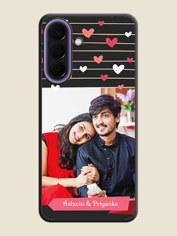 Custom Love Pattern with Name on Pink Ribbon on Photo On Space Black Custom Soft Matte Mobile Back Cover - Samsung Galaxy A57 5G