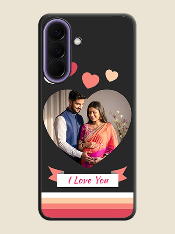 Custom Love Shaped Photo with Colorful Stripes On Space Black Custom Soft Matte Mobile Back Cover - Samsung Galaxy A57 5G