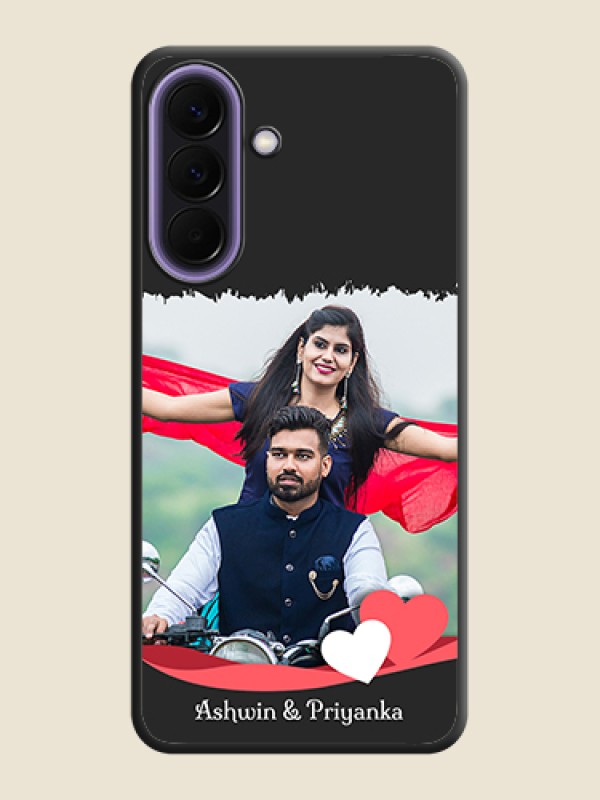 Custom Pin Color Love Shaped Ribbon Design with Text On Space Black Custom Soft Matte Mobile Back Cover - Samsung Galaxy A57 5G