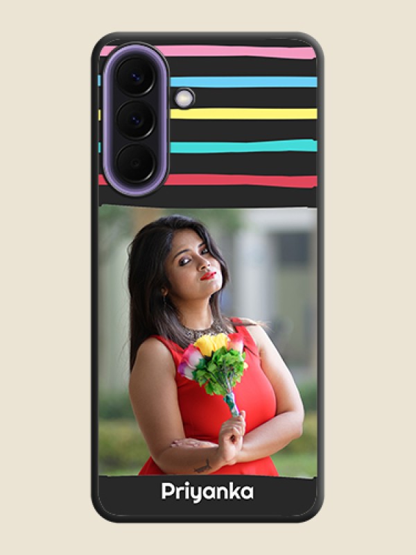 Custom Multicolor Lines with Image On Space Black Custom Soft Matte Mobile Back Cover - Samsung Galaxy A57 5G