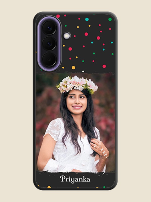 Custom Multicolor Dotted Pattern with Text On Space Black Custom Soft Matte Mobile Back Cover - Samsung Galaxy A57 5G