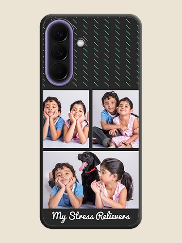 Custom Cross Dotted Pattern with 2 Image Holder On Space Black Custom Soft Matte Mobile Back Cover - Samsung Galaxy A57 5G