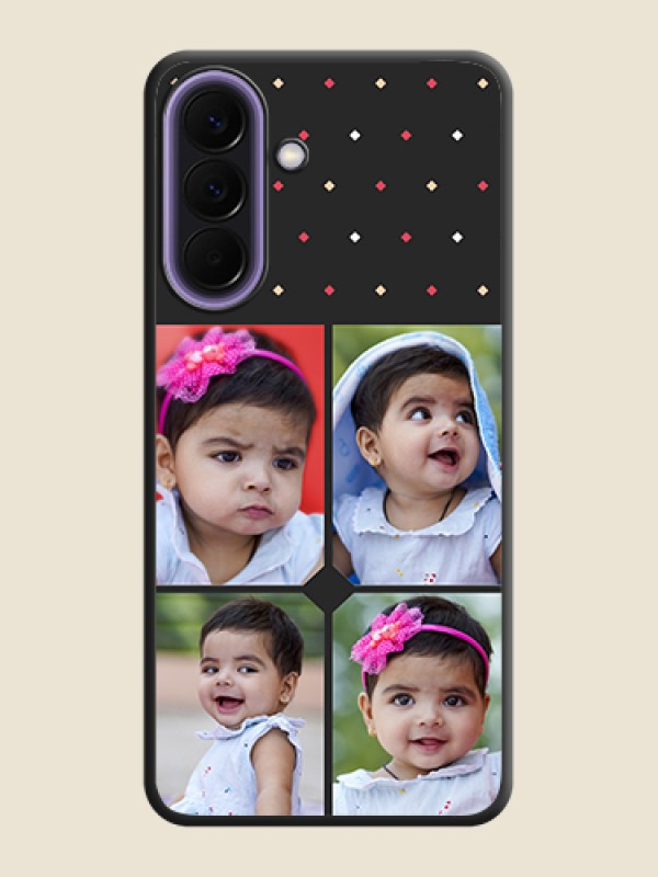 Custom Multicolor Dotted Pattern with 4 Image Holder On Space Black Custom Soft Matte Mobile Back Cover - Samsung Galaxy A57 5G