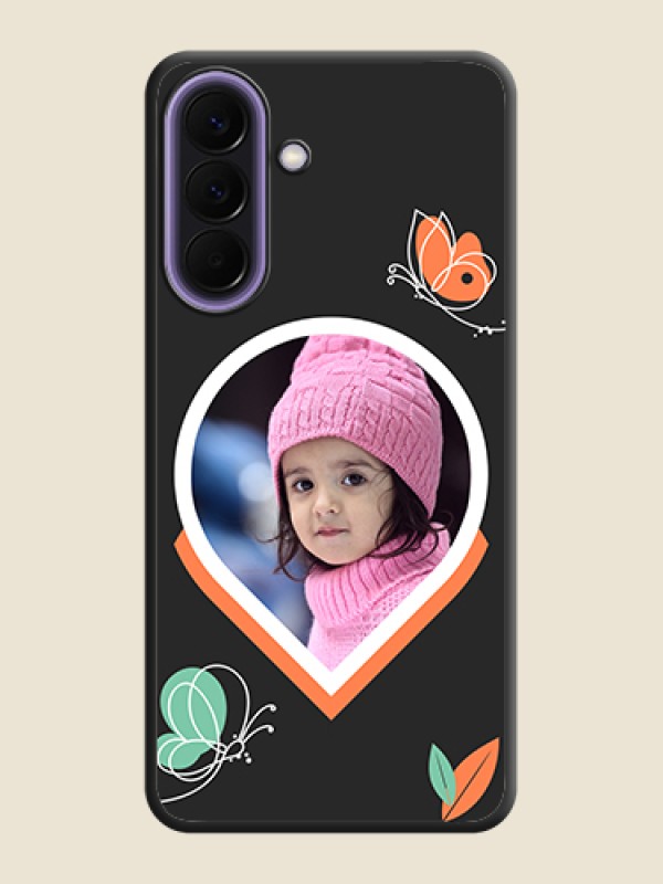 Custom Upload Pic With Simple Butterly Design On Space Black Custom Soft Matte Mobile Back Cover - Samsung Galaxy A57 5G