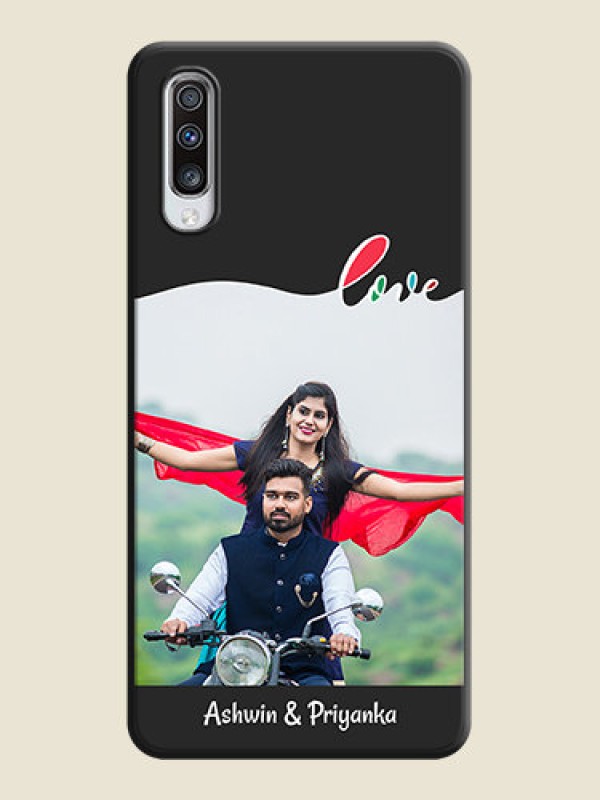 Custom Fall in Love Pattern with Picture - Photo on Space Black Soft Matte Mobile Case - Galaxy A70S