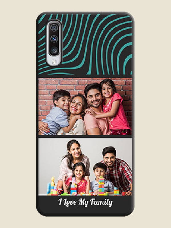 Custom Wave Pattern with 2 Image Holder on Space Black Personalized Soft Matte Phone Covers - Galaxy A70S
