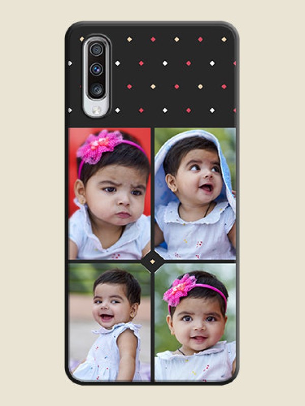 Custom Multicolor Dotted Pattern with 4 Image Holder on Space Black Custom Soft Matte Phone Cases - Galaxy A70S