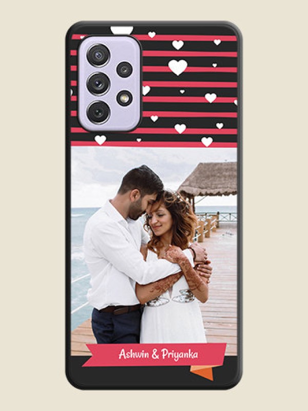 Custom White Color Love Symbols with Pink Lines Pattern on Space Black Custom Soft Matte Phone Cases - Galaxy A72